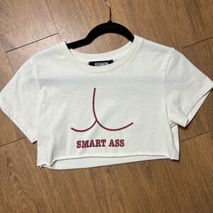 Reformation White and Red Graphic Crop Top